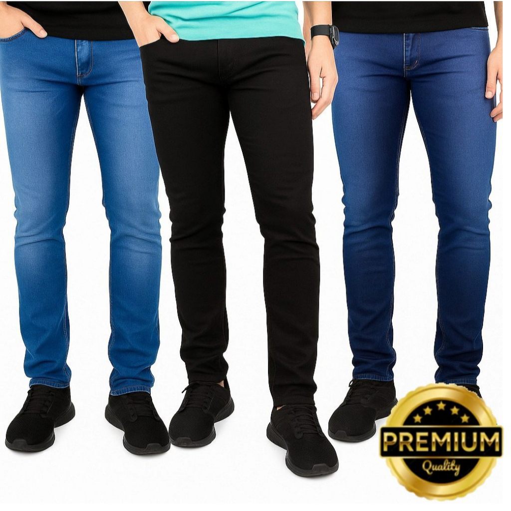 Kit 3 Calça Masculina Jeans Premium com Elastano Slim Fit