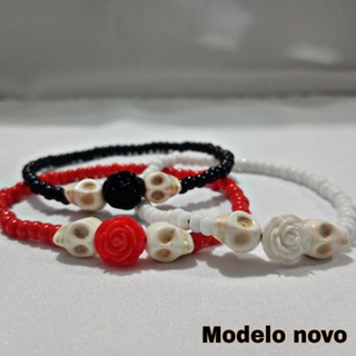 Pulseira de Pombogira com Caveira e Rosa 10mm- Umbanda/Candomblé (Não desbota) em Oferta na Shopee