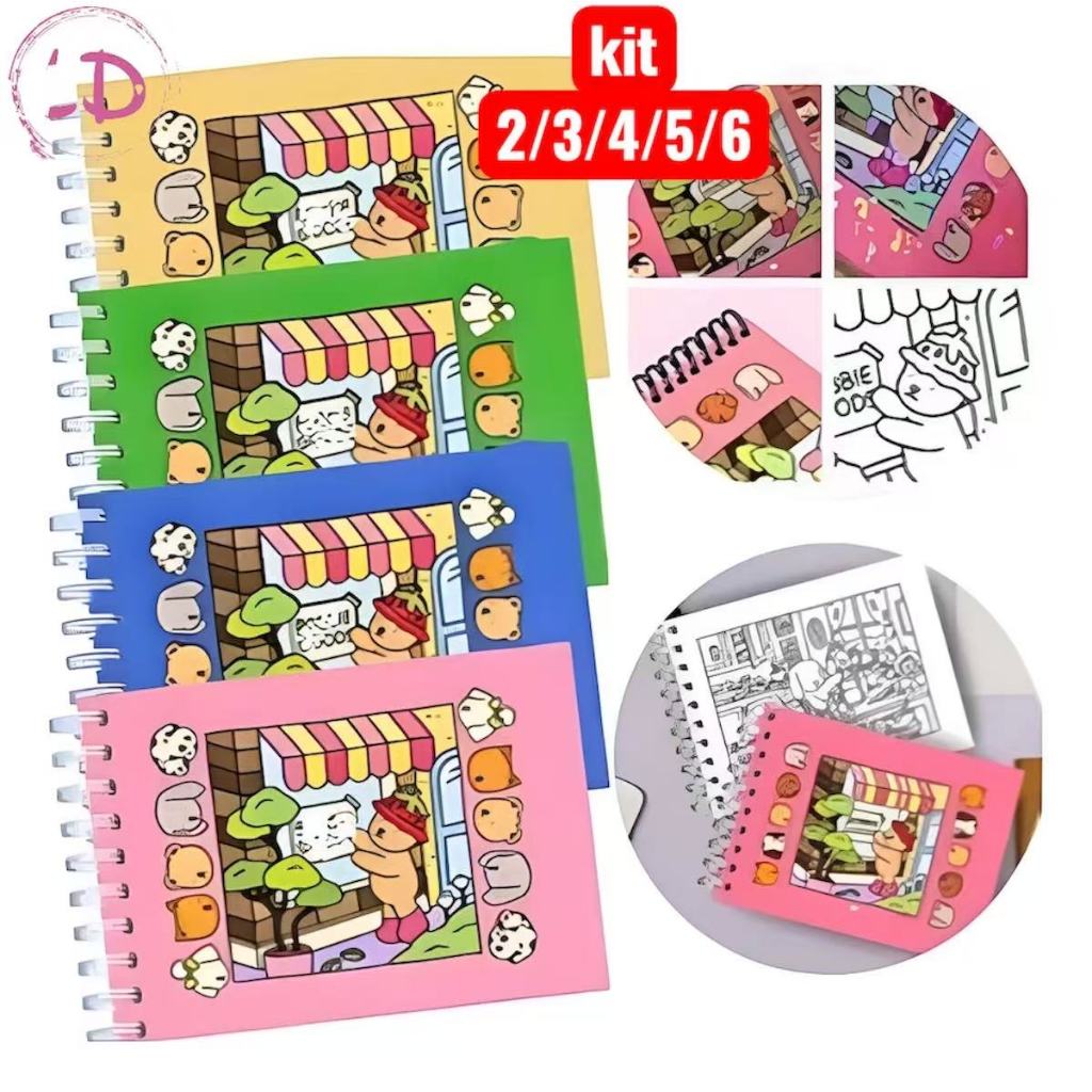 Livro de Colorir Capa Dura cute Kit 2/3/4/5/6  50 Folhas Caderno de Desenho Pintura Coloring Book infantil -LD em Oferta na Shopee
