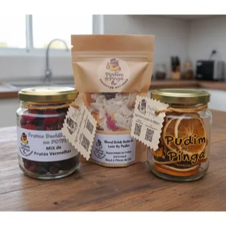 Mix de Frutas Desidratadas com frutas Vermelhas, Laranja, Limão, Coco e Maçã + Xícara Personalizada