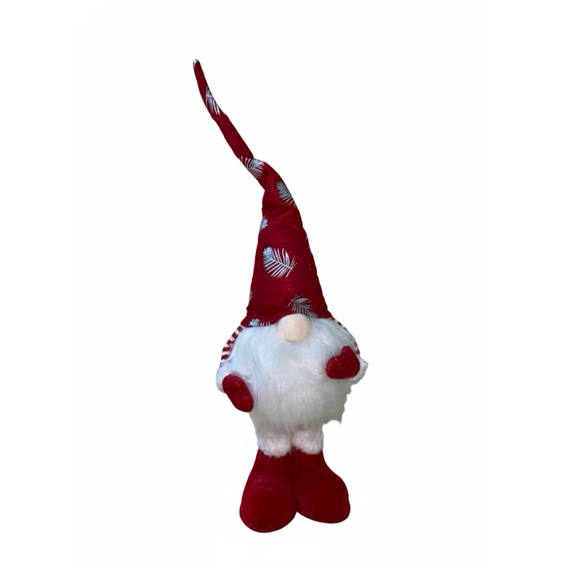 Duende/ Gnomo Decorativo Natalino Vermelho com Barba Branca