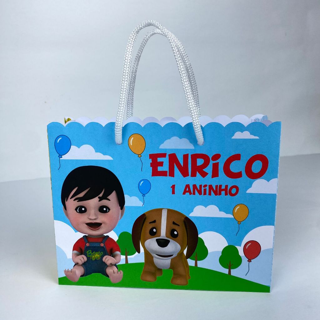 Sacolinha personalizada Bento e Totó - sacola surpresa, lembrancinha, caixinha festa de aniversário,