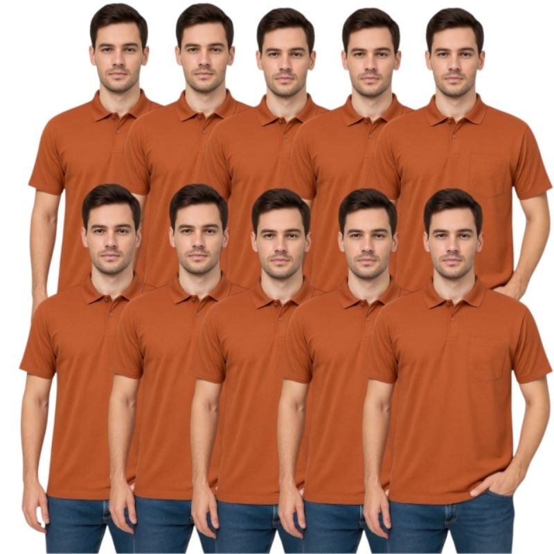 Kit 10 Camisa masculina manga curta gola polo Piquet poliéster lisa básica uniforme / REF:532