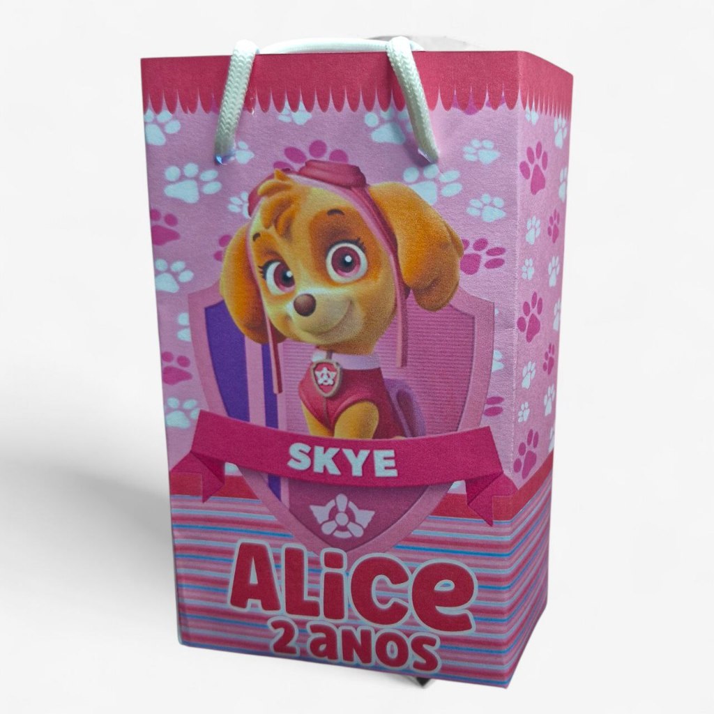 50 SACOLINHA PERSONALIZADA SKYE PATRULHA CANINA | PEGUE E MONTE | PERSONALIZADOS LEMBRANCINHAS SACOLINHA SKYE ROSA