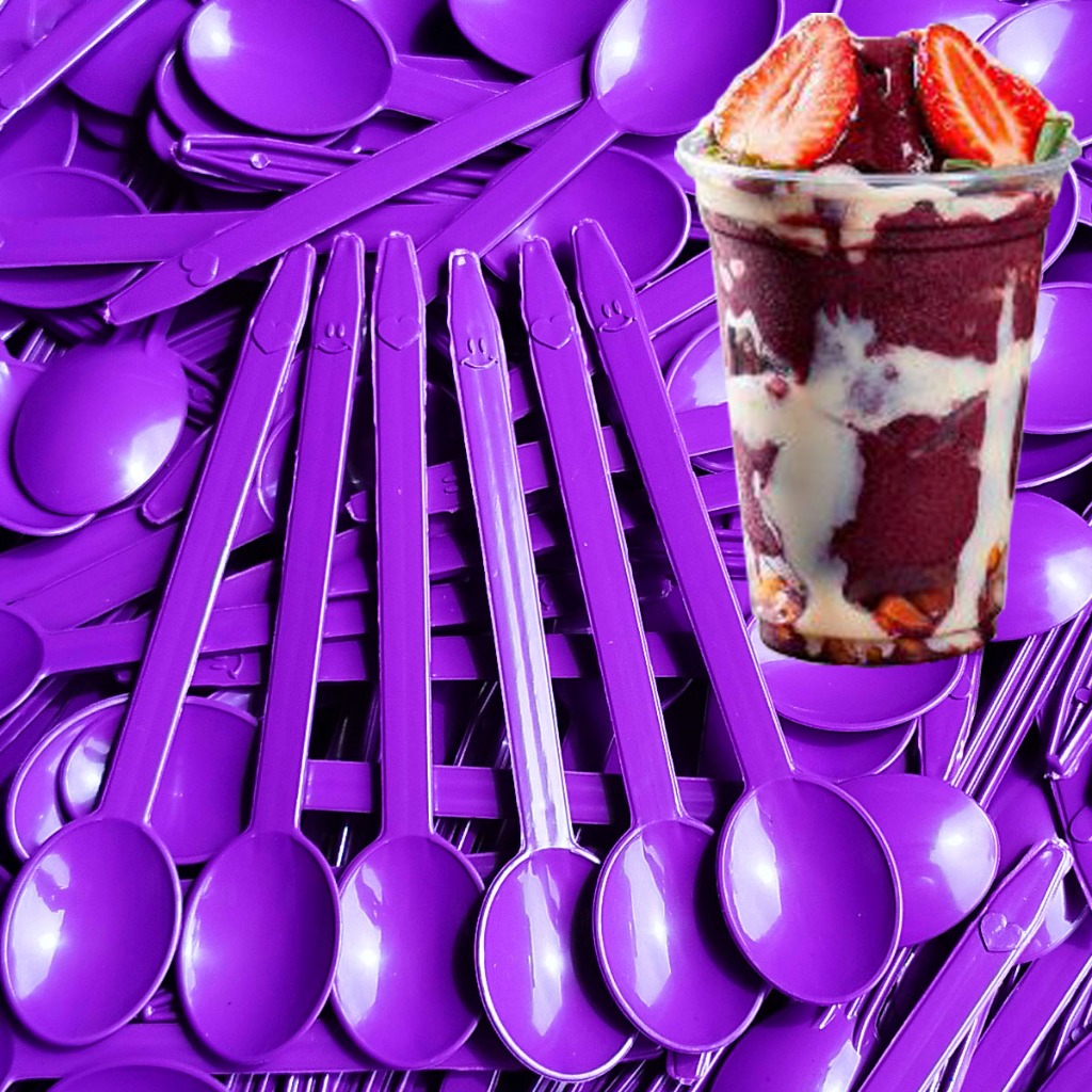 1.000 colher açaí sorvete sobremesa bolo colherzinha plástico reforçada