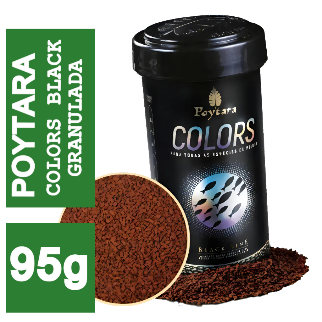 Ração Granulada Poytara Colors Para Peixes De Agua Doce E Marinho 95g
