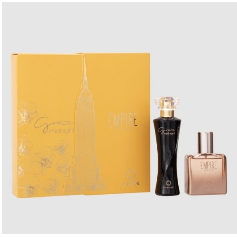 Kit Miniatura Perfume Hinode Grace Midnight + Empire Woman (25ml) - Presente Natal Sofisticado Original