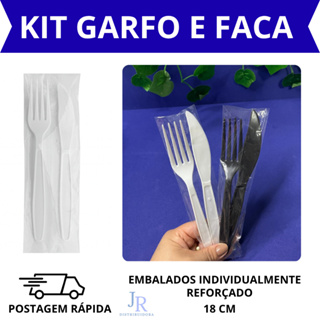 Kit garfo + faca descartável para refeição BRANCO /  PRETO (reforçado) embalado individualmente em Oferta na Shopee