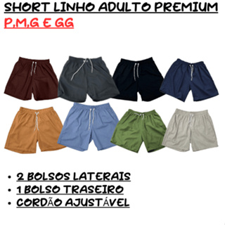 Short Linho Mauricinho Adulto Premium Confort elástico na cintura casual 2 bolsos laterais e um traseiro envio imediato em Oferta na Shopee