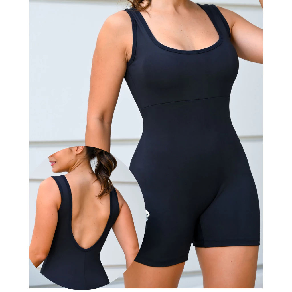 Macaquinho Fitness Feminino Preto Academia Yoga Pilates Corrida Regatinha — imagem 1