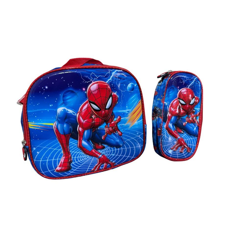Lancheira Térmica + estojo 3D infantil escolar personagens homem aranha, naruto, Patrulha Canina