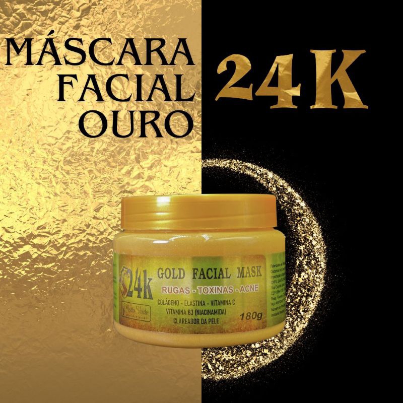 mascara facial ouro 24k,180g,matto verde,peel off em Oferta na Shopee