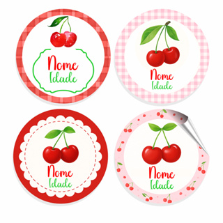 96 Adesivos Cerejinha Cereja Personalizados Aniversário Festa 4,5 cm Recortados em Oferta na Shopee