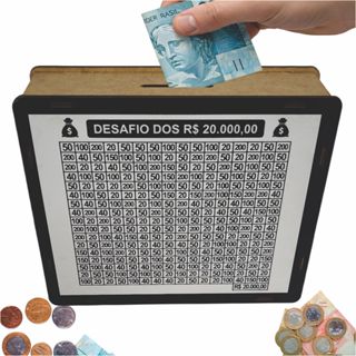 Cofre Cofrinho Desafio 20 mil Caixa de Dinheiro MDF / Método Japonês / Poupança / Depósitos Contador em Oferta na Shopee