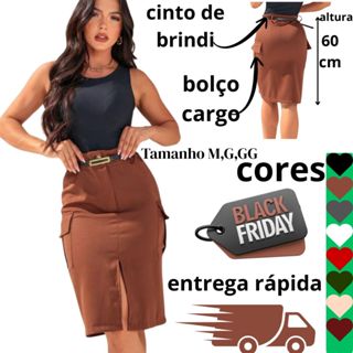 saia midi feminina alfaiataria cargo moda evangelica em Oferta na Shopee
