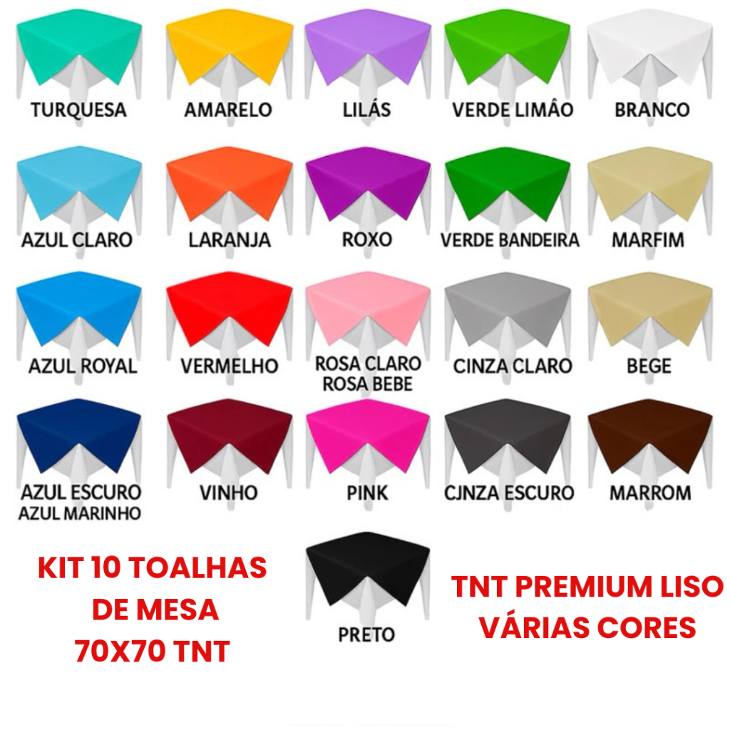 Toalhas de Mesa TNT 70x70 Cobre Mancha grosso Kit c/10 | Decoração Festas no Geral em Oferta na Shopee