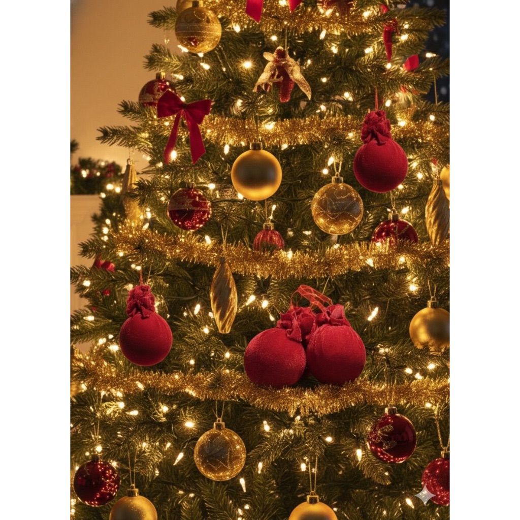 Kit 3 Bolas Luxo Enfeite Árvore De Natal Vermelha Em Veludo