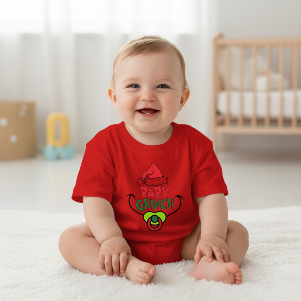 Camiseta Infantil Bebe Baby Grinch Natal Estampada Natal Algodão Macio Lançamento Crianças Desenho
