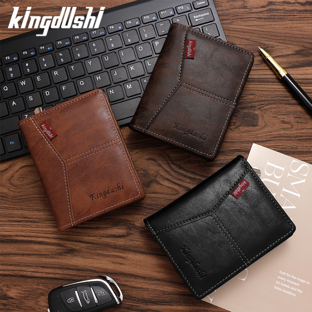 Carteira Kingdushi Masculina Compacta com Porta Cartão Design Moderno 3 Cores Disponíveis