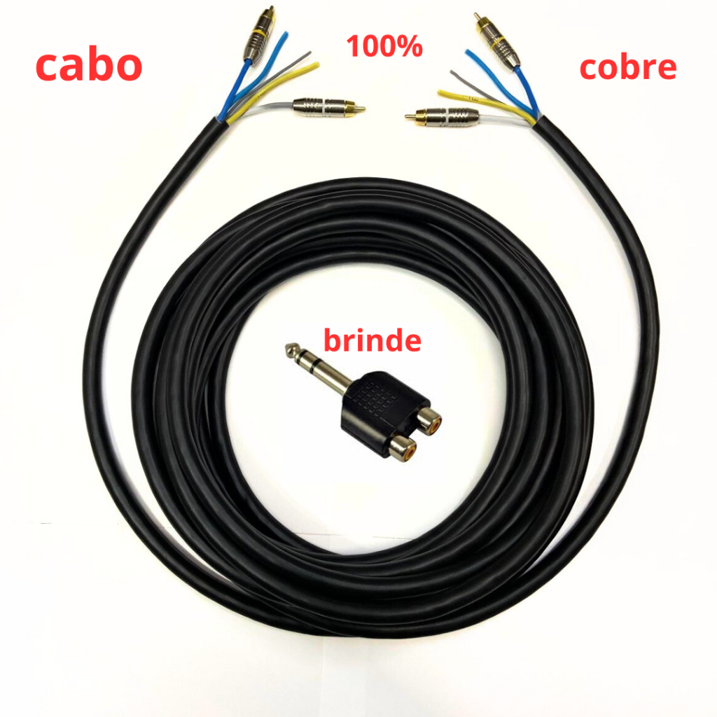 Cabo Rack Móvel Automotivo 5 Vias Paredão Trio Som Automotivo + 4 Rca ja soldados pronto para uso varias medidas