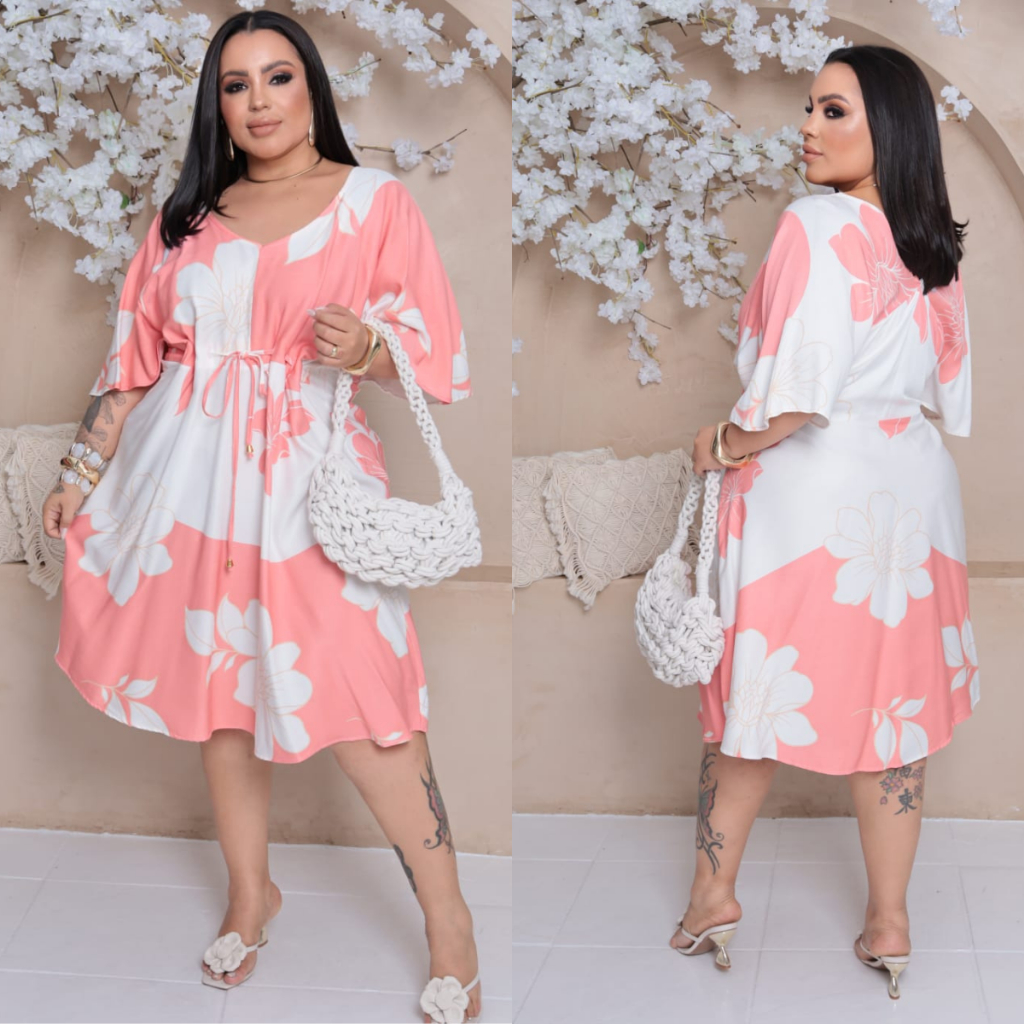 Vestido Midi Plus Size Feminino Alfaiataria Elegante Casual Confortável em Oferta na Shopee