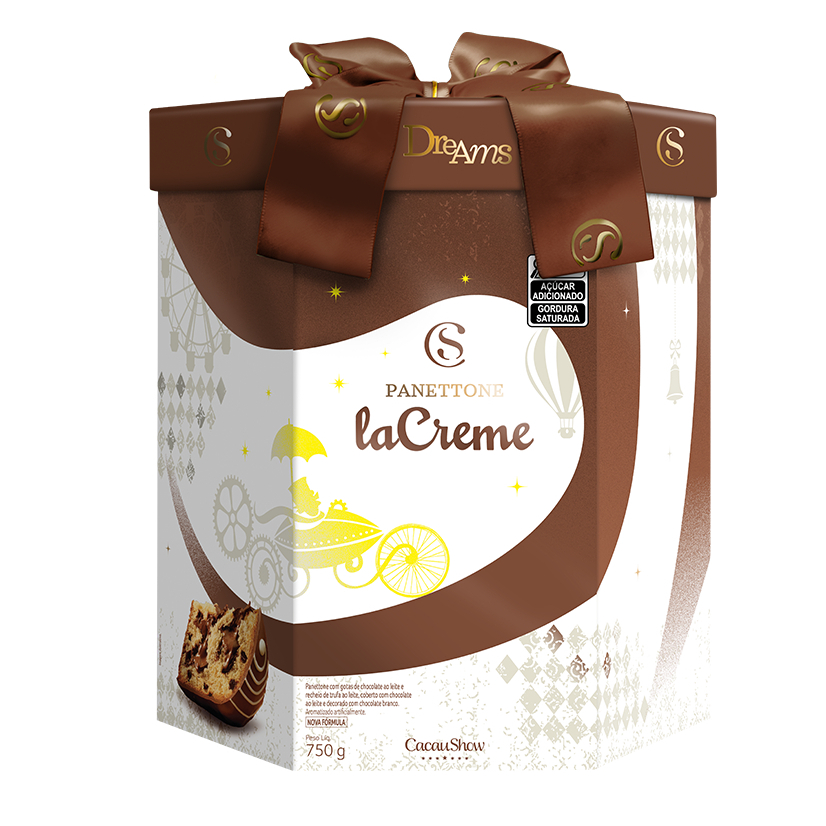 Panetone Cacau Show laCreme Premium ao Leite 750g Trufado e Coberto com Chocolate ao Leite Natal