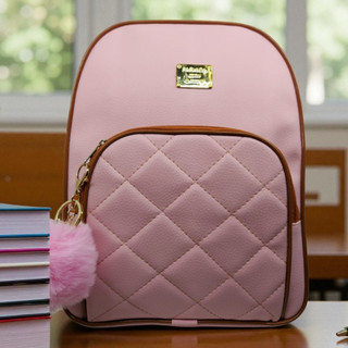 Mochila feminina mediana estilosa casual elegante & acompanha pompom