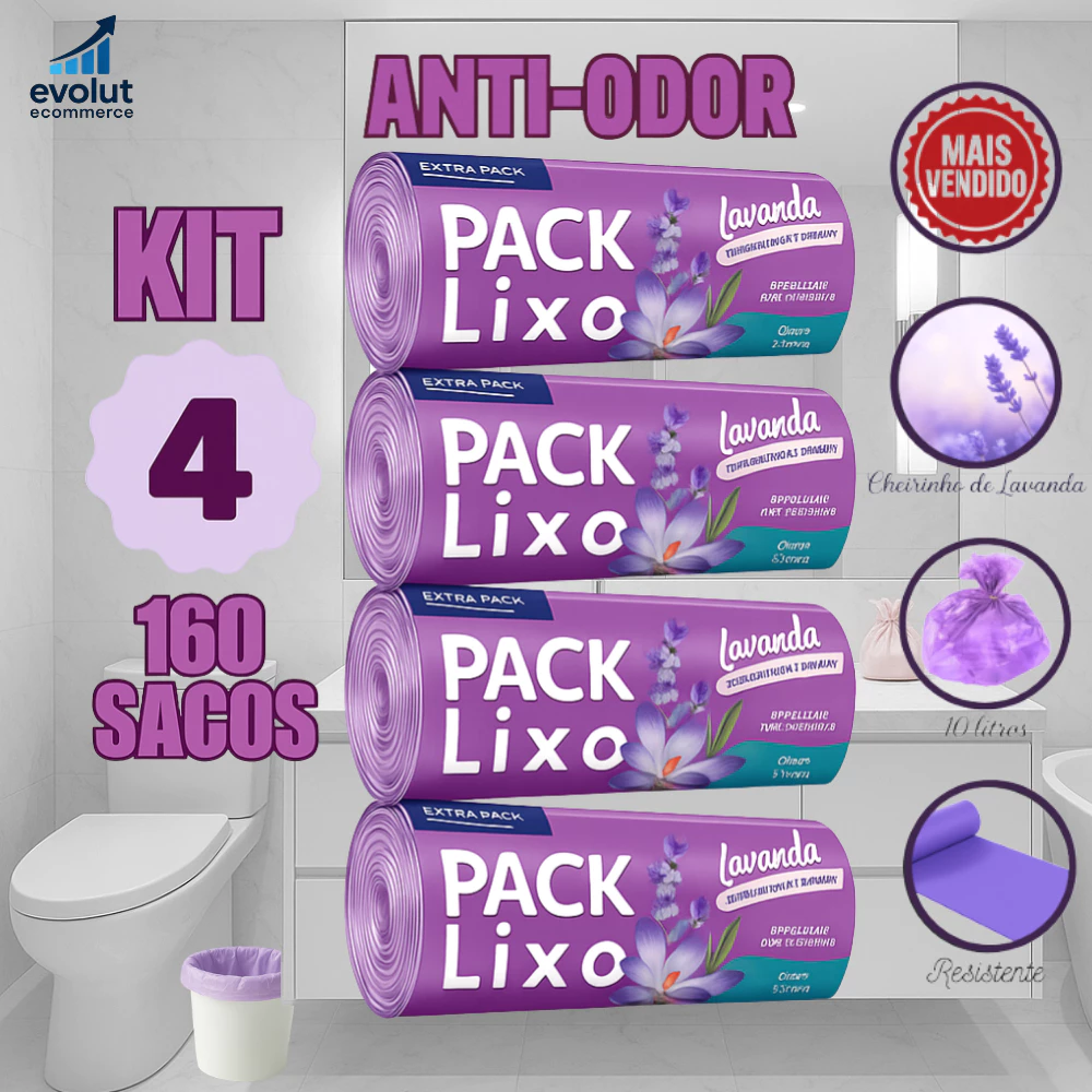 Kit 4 Rolos de Sacos de Lixo 10L – 160 Unidades | Neutraliza Odores | Ideal para Pia e Banheiro — imagem 1