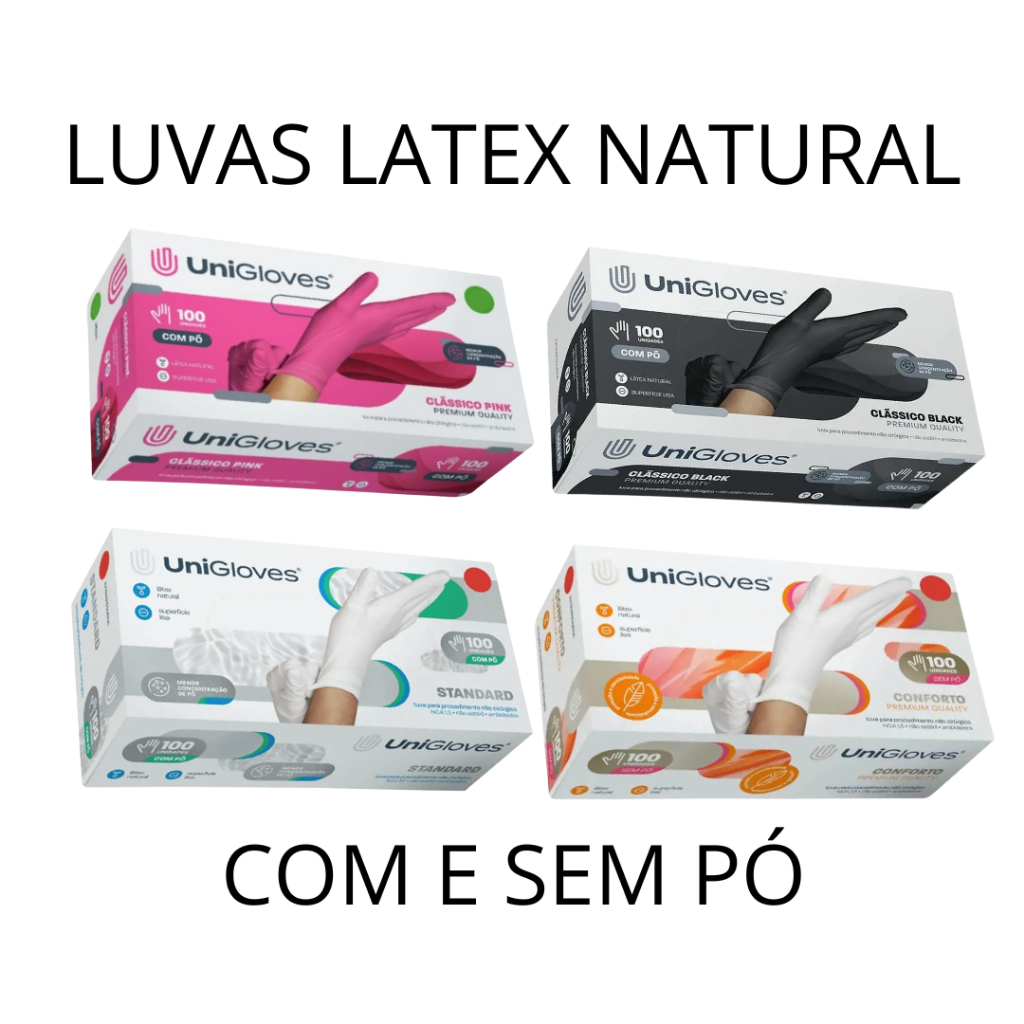 Luva Látex Profissional Pó Unigloves Quality – Varias Cores – Procedimento P M G em Oferta na Shopee