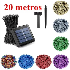 Pisca Pisca 20 Metros de Led Energia Solar a Prava de Água Uso Externo Luz de Natal Árvore Cod 77035