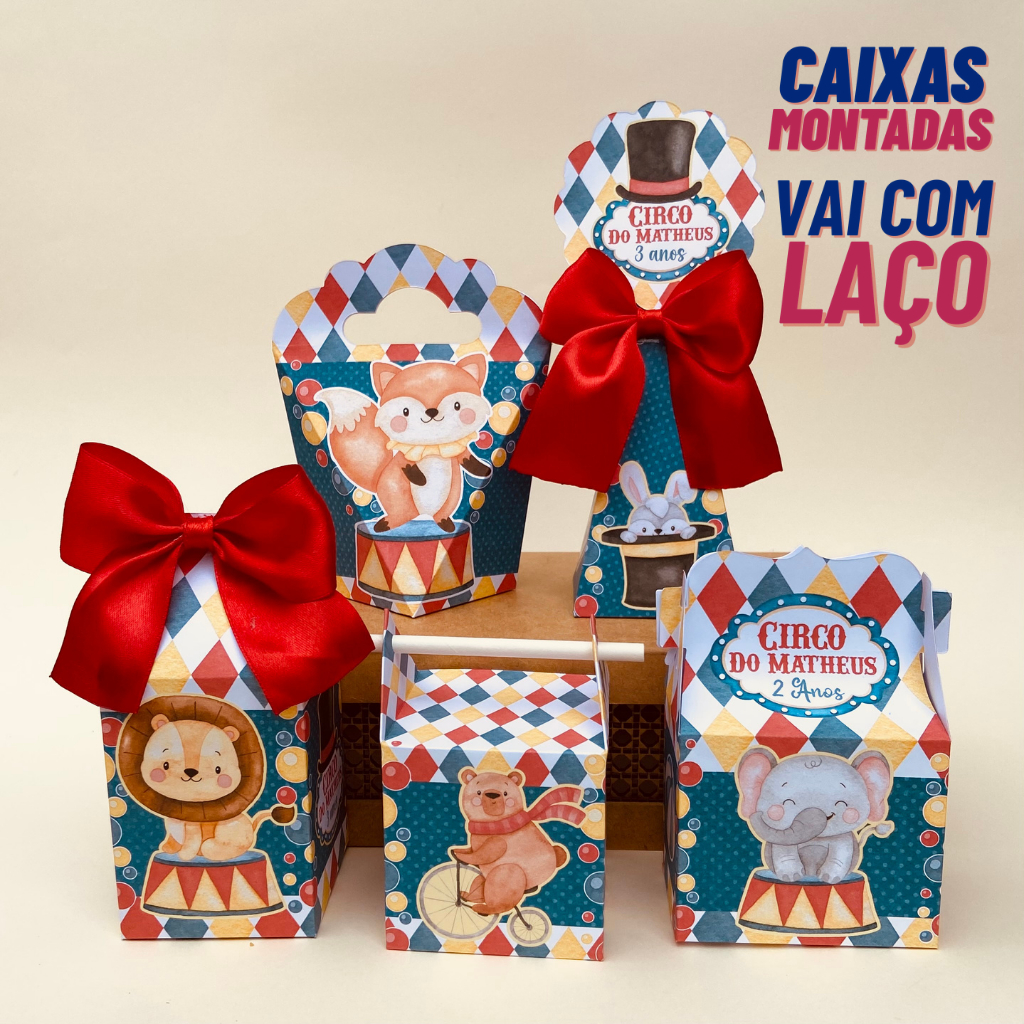 Kit Personalizado Circo - CAIXAS MONTADAS - Lembrancinha  - Festa Infantil - Aniversário