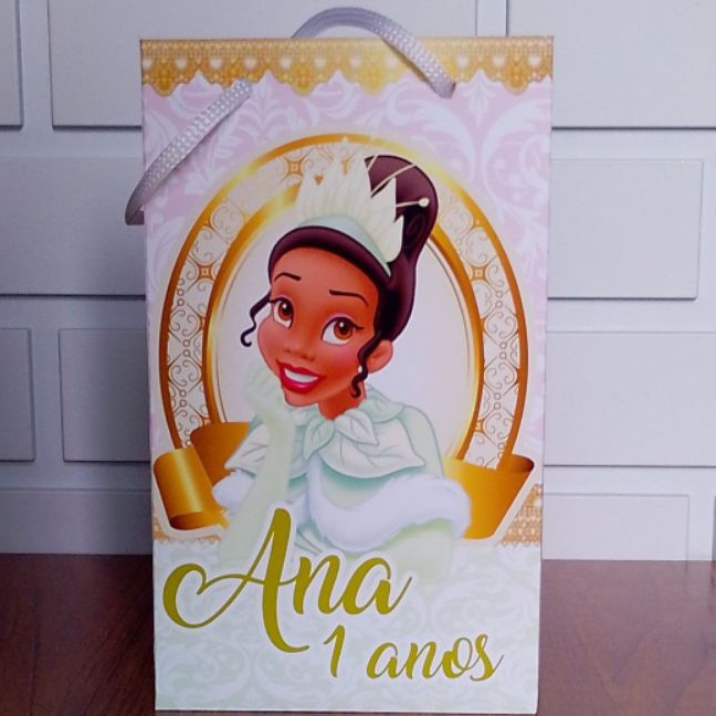 Sacolinha Personalizada Princesa Tiana Aniversário Infantil Mimos e Lembrancinhas para Festa KIT PEGUE E MONTE