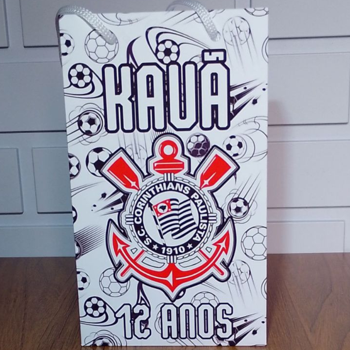 Sacolinha Personalizada Corinthians Aniversário Infantil Mimos e Lembrancinhas para Festa KIT PEGUE E MONTE