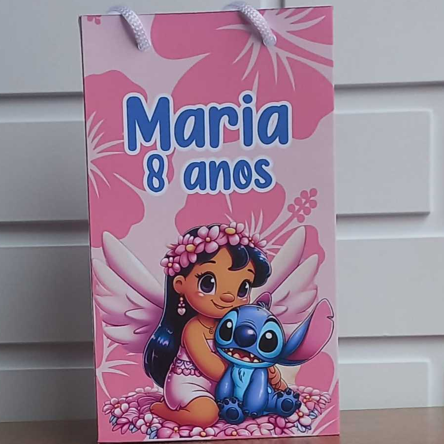 Sacolinha Personalizada Stitch e Lilo Aniversário Infantil Mimos e Lembrancinhas para Festa KIT PEGUE E MONTE