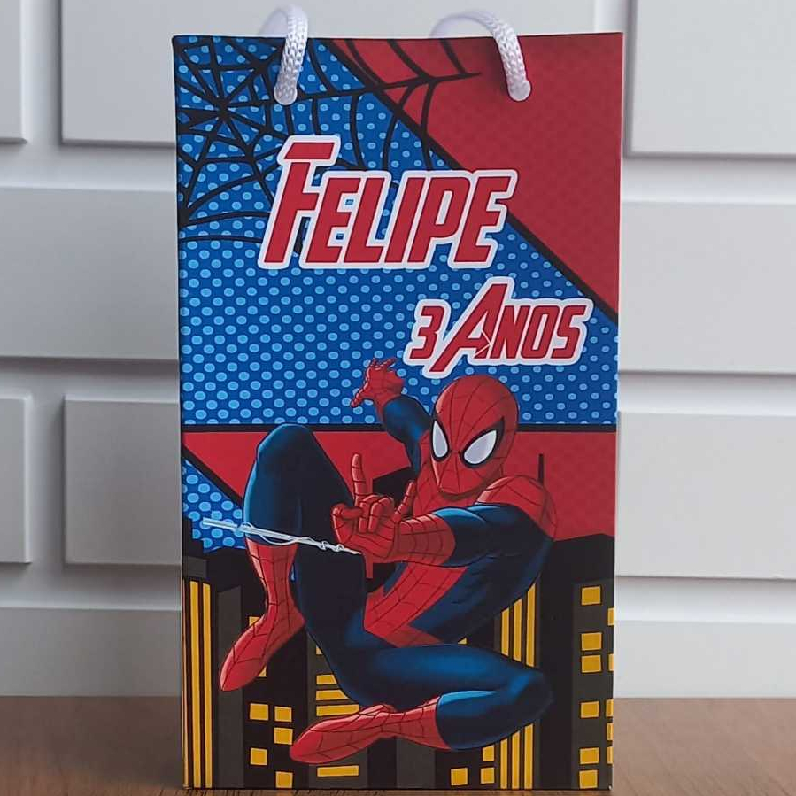 Sacolinha Personalizada Homem Aranha Aniversário Infantil Mimos e Lembrancinhas para Festa KIT PEGUE E MONTE