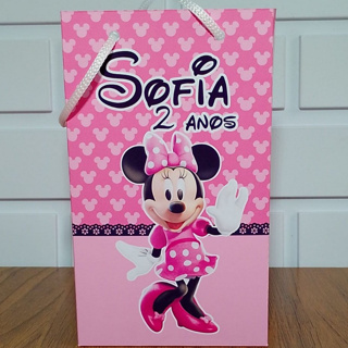 Sacolinha Personalizada Minnie Rosa Aniversário Infantil Mimos e Lembrancinhas para Festa KIT PEGUE E MONTE em Oferta na Shopee