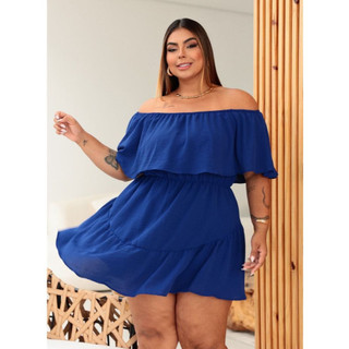 Vestido plus size Ombro Ombro feminino Ciganinha Macaquinho Feminino Roupa plus size feminina estilosa confortavél