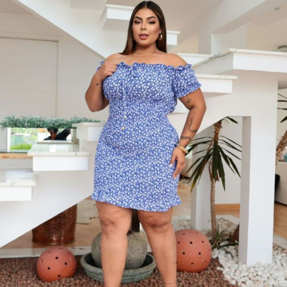 Vestido Feminino tubinho plus size 3/4 Curto Moda Blogueira verão festa