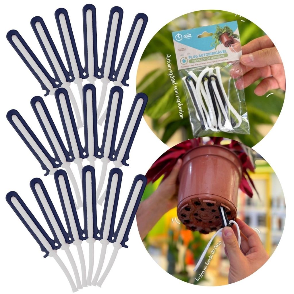Kit 36 Plug Autoirrigável Raiz Condutor De Umidade Para Vaso e Planta Regador Automático Auto Irrigavel Vaso Raiz