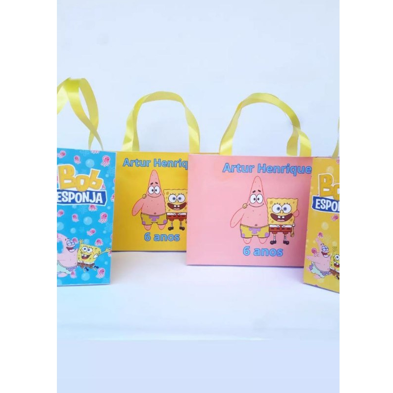 sacolas personalizadas - BOB ESPONJA E PATRICK - lembrancinhas personalizados mimos festa infantil aniversário