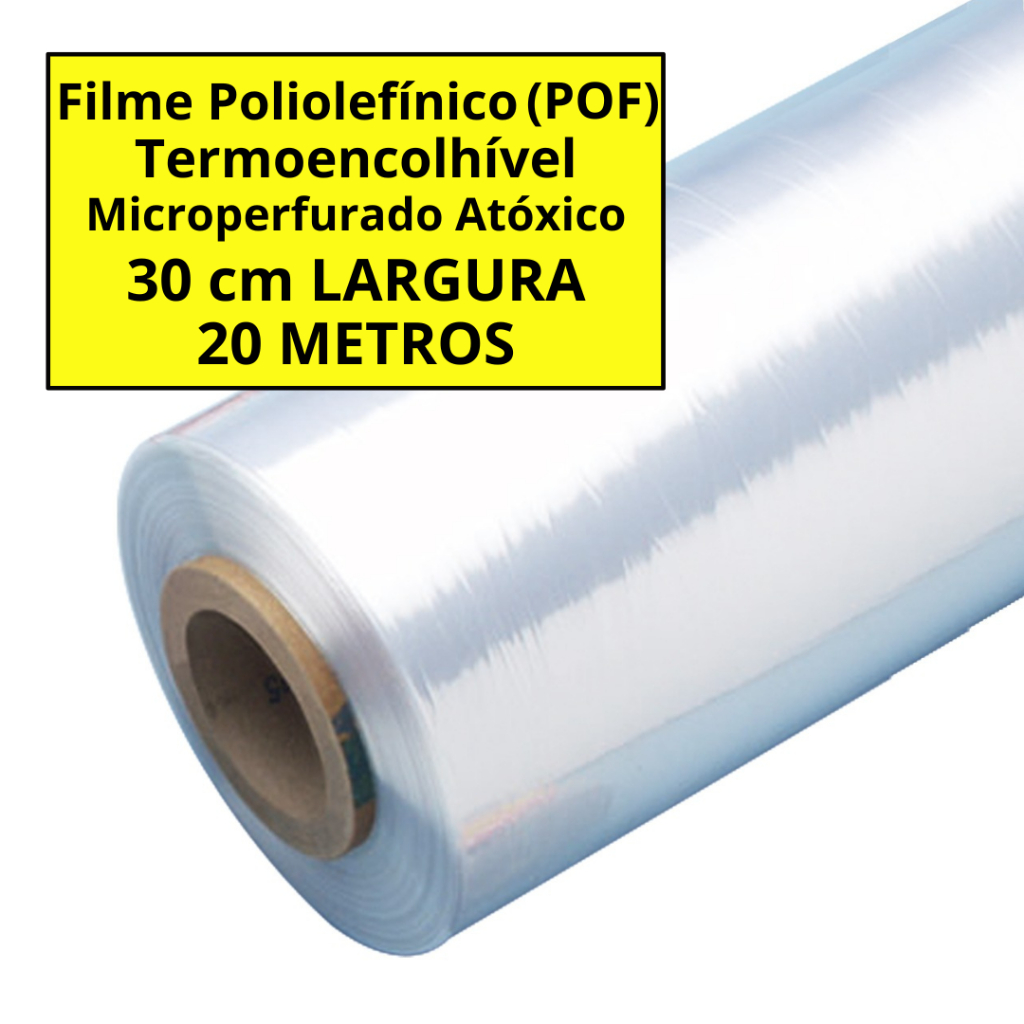 Bobina Filme Poliolefinico (POF) Termoencolhível 30 cm - 20 metros FOLHA DUPLA