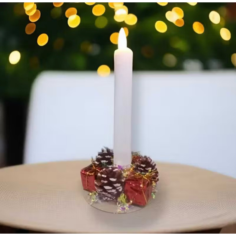 ENFEITE PORTA VELA CANDELABRO NATALINO | TAM.: 10x10CM | DECORAÇÃO NATALINA | ARTIGOS DE FESTA | ÁRVORE DE NATAL | 2026