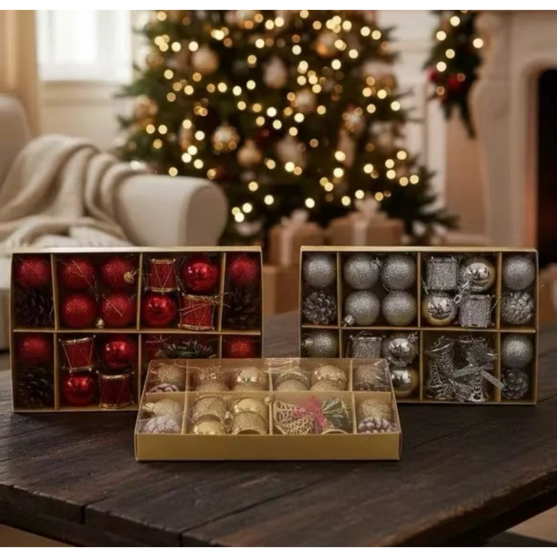 KIT COM 24 PEÇAS ENFEITE BOLAS ACESSÓRIOS NATALINOS | TAM.: 4CM CADA | ÁRVORE DE NATAL | DECORAÇÃO NATALINA | PAPAI NOEL