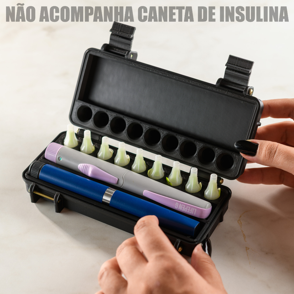 Caixa Estojo Protetor para 2 Canetas de Insulina Case Portátil Rígido Ampola Agulha Modelo Universal