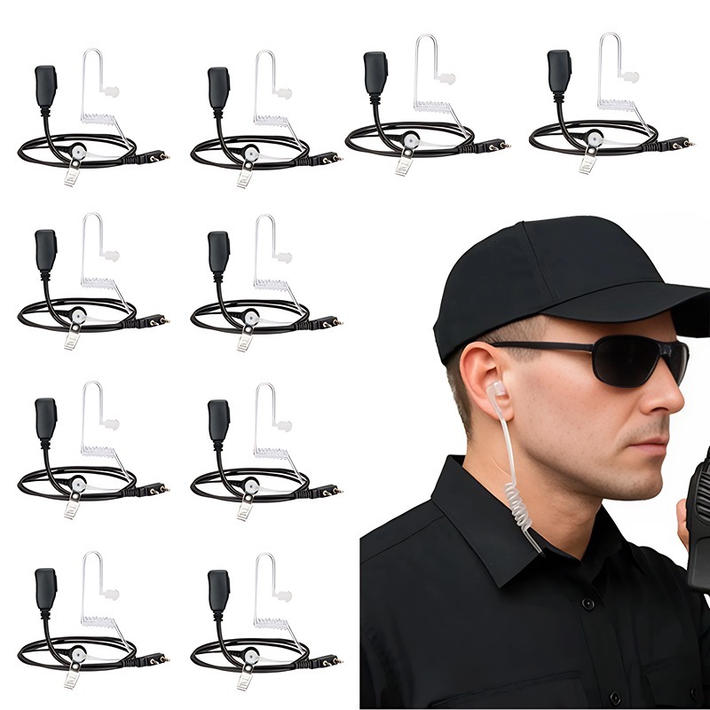 Kit 10 Fones Baofeng 777s/UV5R/UV82, Silicone, Rádio Comunicador, para Kenwood e Similares