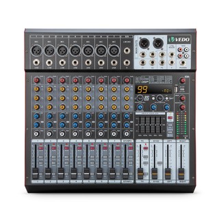 VEDO Mesa De Som 9 Canais Com Amplificador RMS 500W *2 99DSP Mixer De áudio Bluetooth/USB/PC/MP3 2 Auxiliares Bivolt