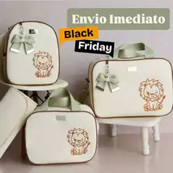 Bolsa Maternidade kit com 4 Peças Termico Impermeável Bordado Borboleta Safari Menina/Menino trocado