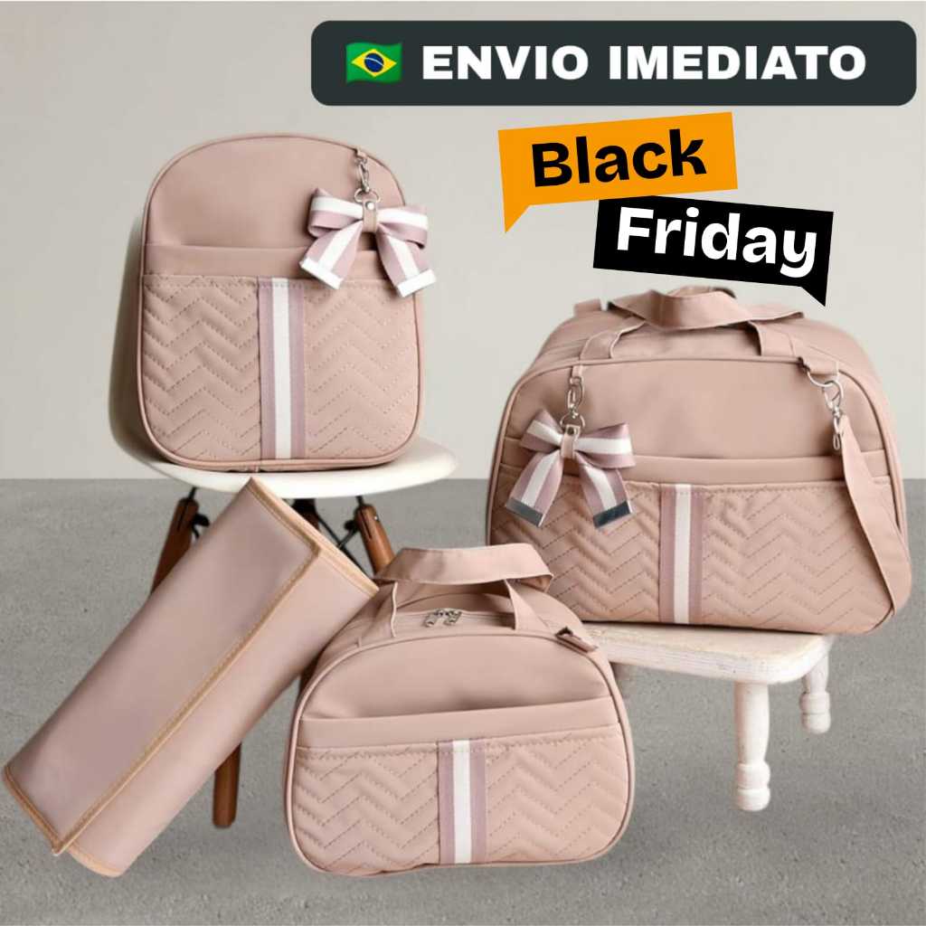 Kit bolsa maternidade com 4 peças térmico e impermeável mala para bebê menino menina Envio imediato