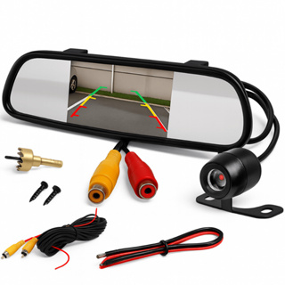 Kit Câmera De Ré Visão Noturna Colorida + Retrovisor Espelho Veicular Carro Camionete Estacionar em Oferta na Shopee