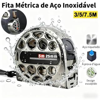 Fita Métrica De Aço Inoxidável 3/5/7,5m Trena Profissional Trava Anti-incrustante, imperm…